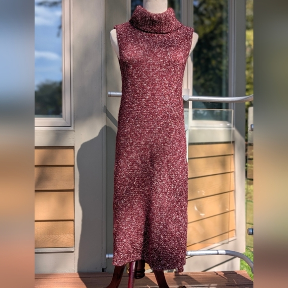 Anthropologie burgundy sweater dress tunic top boho Sz Small - Picture 2 of 10